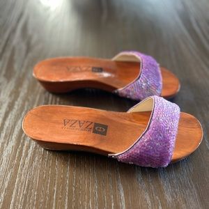 Zaza mademoiselle wooden sandals with sequins detail coquette fancy